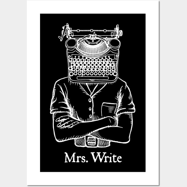 Mrs. Write Author Writer Vintage Typewriter Funny Word Pun Wall Art by Grandeduc
